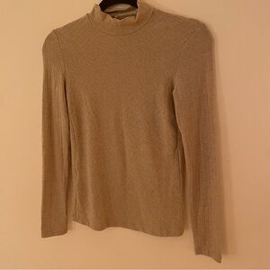 MNG Mango tan rib knit mock neck long sleeve size 6